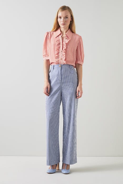 ENSOR STRIPED BUTTON-DOWN SHIRT ROSE/CREAM 1