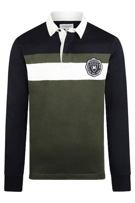 RUGBY STRIPED PANEL PINE GREEN 1