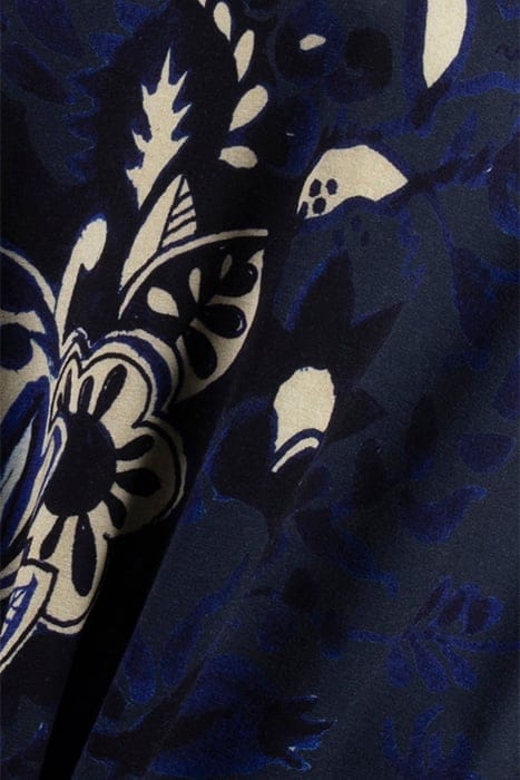 LOOSE TEE CREW 3/4 SLEEVES, PRINT DARK BLUE WITH CENTREPIECE 3