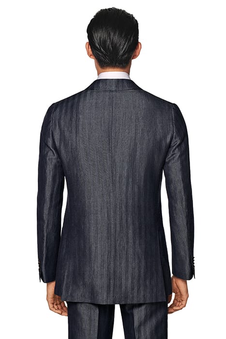 MID BLUE HERRINGBONE TAILORED FIT HAVANA SUIT 3