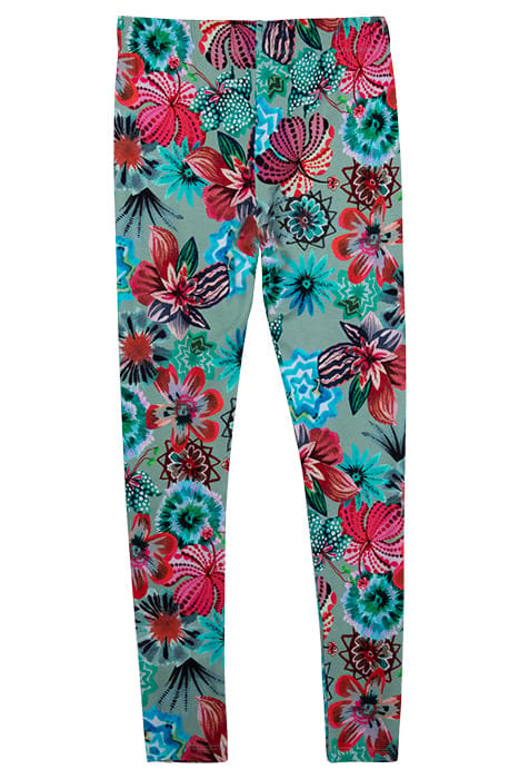 BASIC LEGGINGS PRINT GRANITE GREEN WITH FLORAL MEDLEY 2