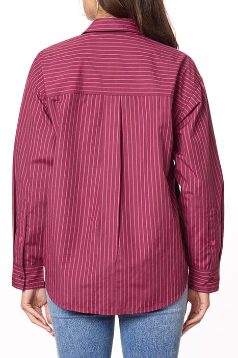 BOYFRIEND SHIRT W/ BUTTON DTL BURGUNDY/MAGENTA 2
