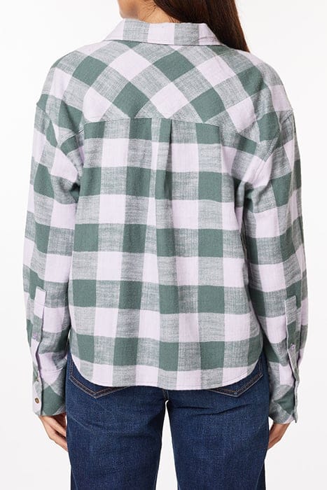 OVERSIZED CROPPED SHIRT BALSAM GREEN/ORCHID PETAL 2