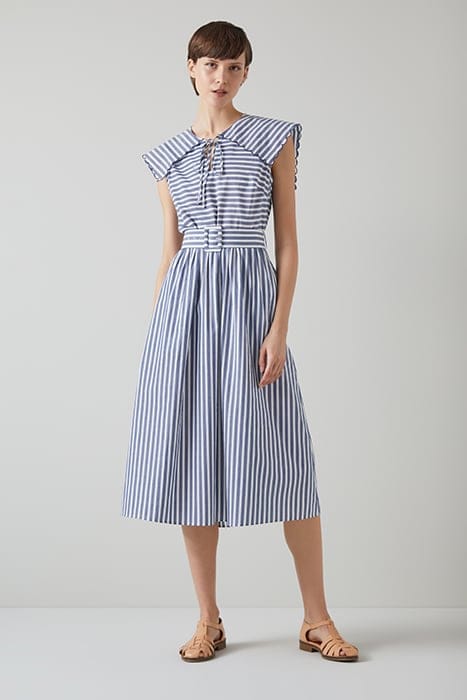 BEAU STRIPE MIDI DRESS NAVY/CREAM 1