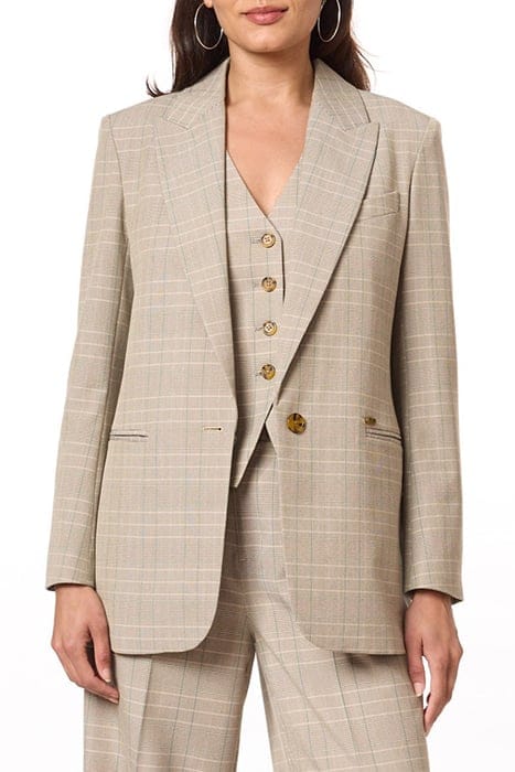 SNGL BREASTED BOYFRIEND BLAZER MULTI PLAID 1