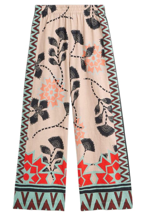 LUCY LINEN BLEND WIDE TROUSER NATURAL PRINT 3