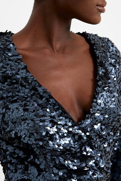 BISMA SEQUIN WRAP DRESS BLACK 4