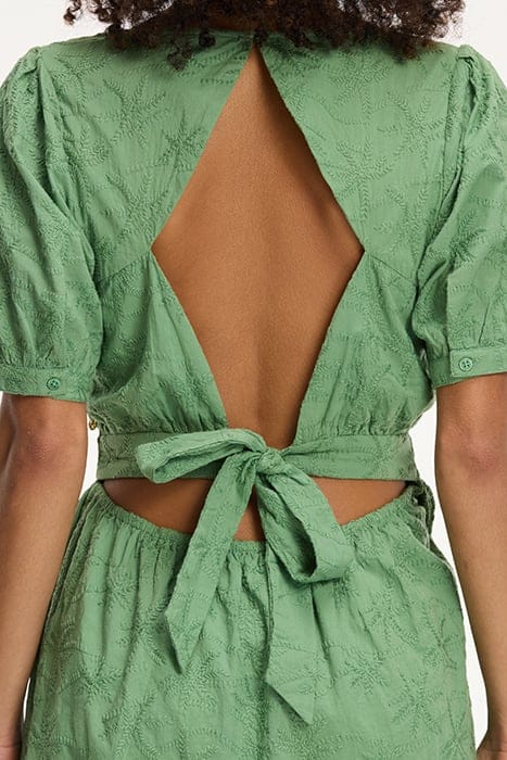 LADIES JENN DRESS 3D PALM EMBRO GREEN GREEK PALM 9