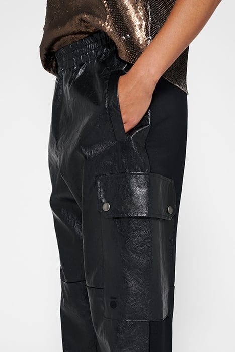 LEATHER LOOK CARGO JOGGER BLACK 6