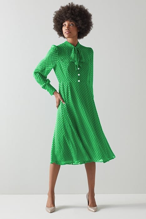 DR MORTIMER TIE NECK GREEN 2