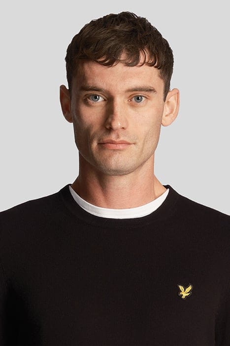 COTTON MERINO CREW JUMPER JET BLACK 5