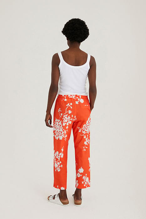 PRINTED COTTON CHINO RED ORANGE 2
