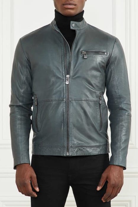 MARCIANO BY GUESS REAL LEATHER JACKET JET BLACK & BIKER 1