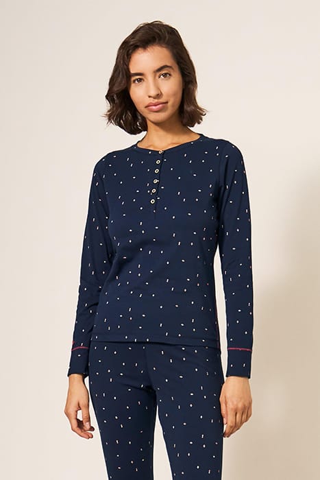 GEO PRINTED HENLEY PJ TOP NAVY 1