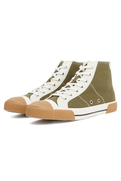 BASKETS MONTANTES EN CANVAS AVEC EMPIECEMENTS CUIR KAKI 4