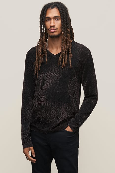 WETZEL REGULAR FIT LS VNECK WITH CHENILL PLUM WOOD 1