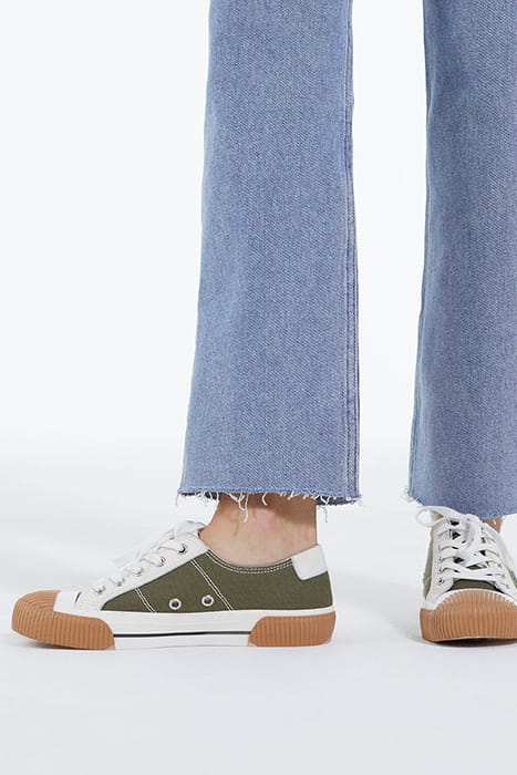 SNEAKERS BASSES EN TOILE AVEC EMPIECEMENTS EN CUIR KAKI 2