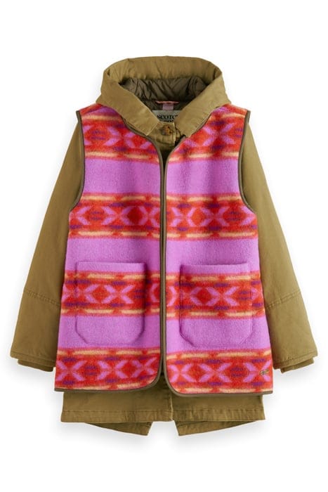 GIRLS 2-IN-1 REVERSIBLE VEST COTTON PARKA MILITARY 4