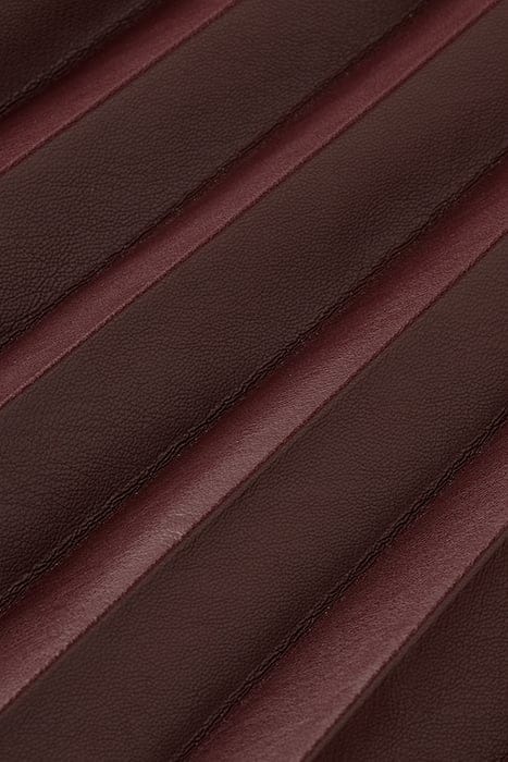 FAUX LEATHER PLEATED HIGH RISE MIDI SKIRT BORDEAUX 8