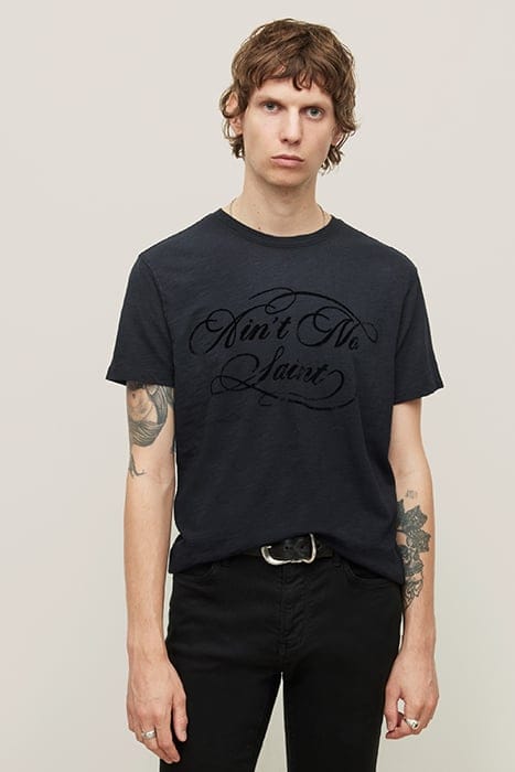 SS CREW TEE - AINT NO SAINT BLACK 1