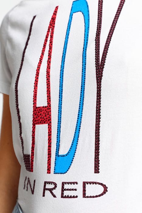 SLIM FIT T-SHIRT WITH PRINT "LADY" ORGANIC WHITE 4