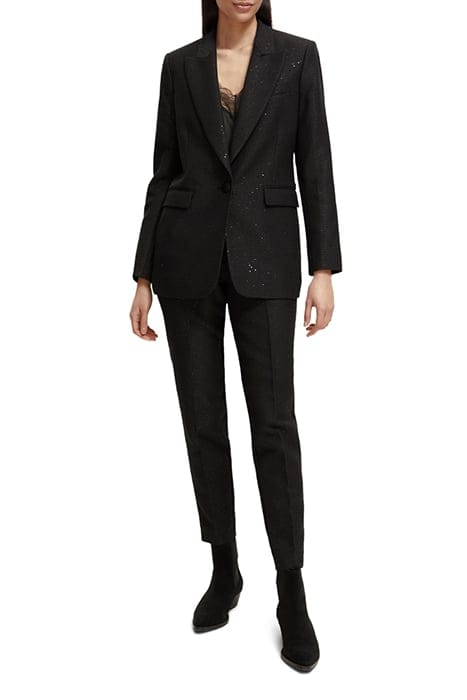 LOWRY - MID RISE SLIM LEG SEQUIN JACQUARD PANTS BLACK 3
