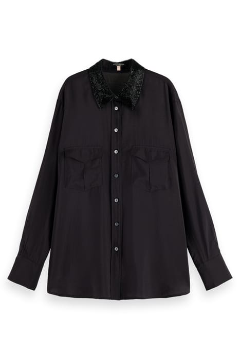 RELAXED FIT SHIRT WITH BEADED COLLAR AND CHEST POCKETS EVENI 4