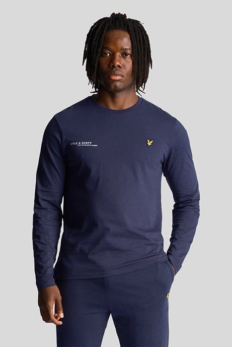 CO-ORDINATE PRINT PLAIN LONG SLEEVE T-SHIRT NAVY 1