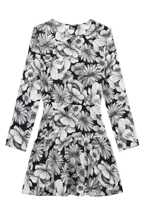 ROBE COURTE MANCHES LONGUES ROMANTIC GARDEN BLACK WHITE 3