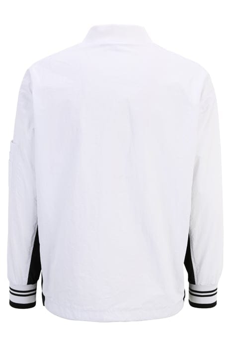 HALF ZIP CRINKLE NYLON TOP WITH CONTRAST INSERTS WHITE/BLACK 5
