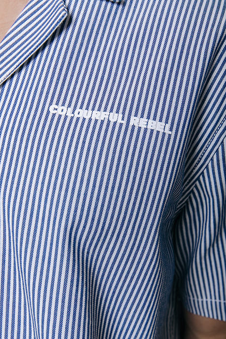 EZRA BOULEVARD STRIPES SHORT SLEEVE SHIRT WHITE/BLUE 4