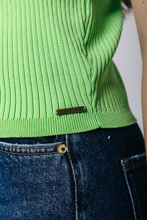NORA FINE KNIT CROPPED POLO MINT 5