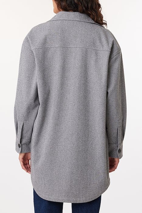 KNIT HERRINGBONE SHIRT JACKET GREY HERRINGBONE 2