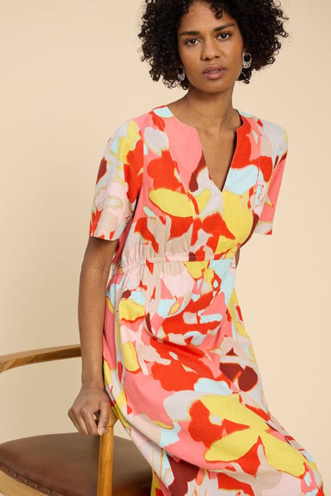 JAMIE LINEN BLEND DRE ORANGE PRINTED 4
