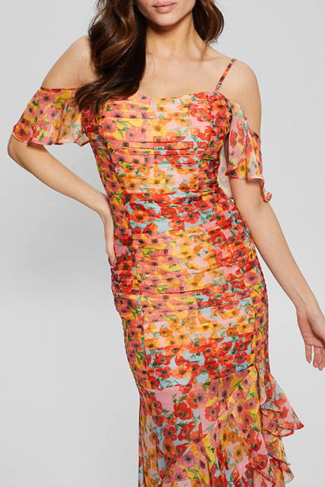 GUESS ECO SS JULIANA DRESS BOTANICAL SUNRAYS PR 6