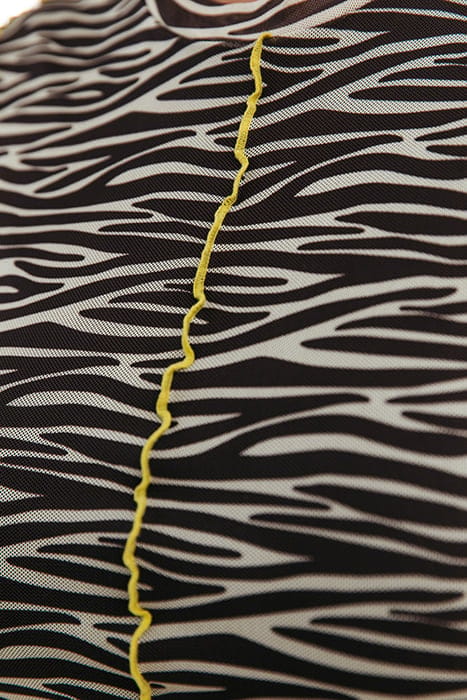 MAUDE ZEBRA OVERLOCK MESH MAXI DRESS SS DARK BROWN 4