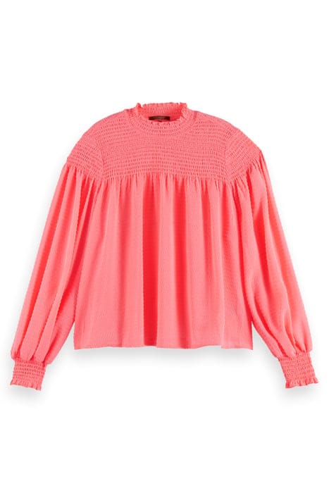HIGH NECK TOP WITH SMOCKING DETAILS IN CLIP JAQUARD QUALITY 1