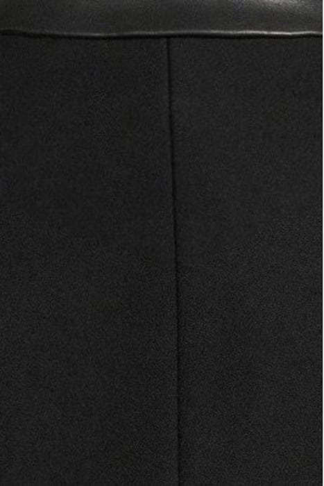 MANTEAU DROIT EN LAINE MÉLANGÉE ET COL EN CUIR BLACK 5