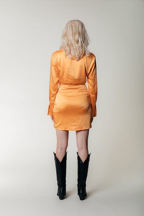 METTE SATIN WRAP DRESS LS RUST ORANGE 2