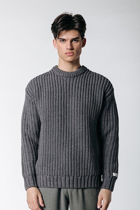 DEAN GARMENT DYE RIB KNIT SWEATER DARK GREY 1