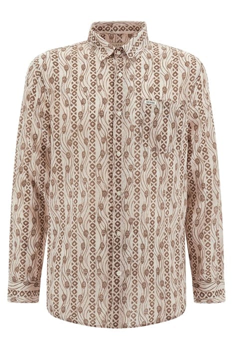 GUESS ECO LS COLLINS AOP SHIRT BEIGE BOHEMIAN PRINT 4
