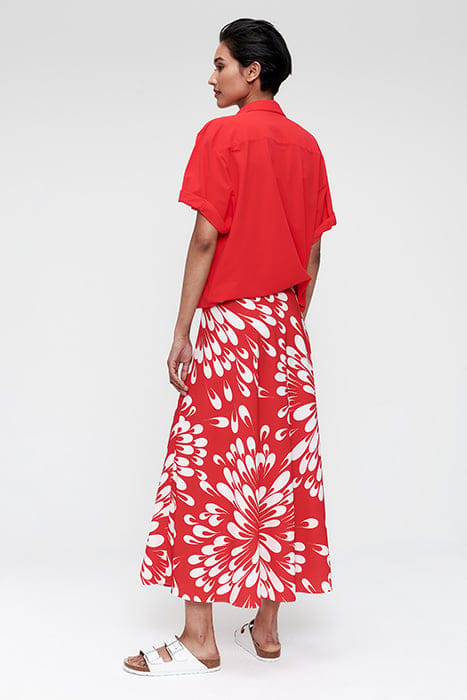 PRINTED SWAN SKIRT FIERY RED 3