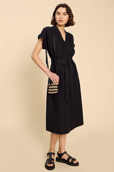 MARIANNE LINEN BLEND DRE PURE BLACK 1