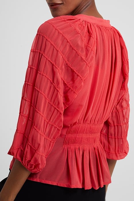 CORA PLEATED SMOCK TOP RED 4
