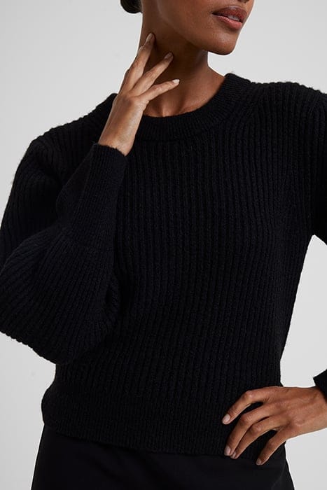 VHARI KNIT RIB CREW NECK SWEAT BLACK 4