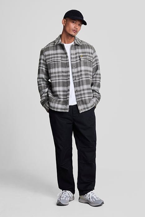LYLE & SCOTT BRUSHED TARTAN OVERSHIRT WARM GREY 3