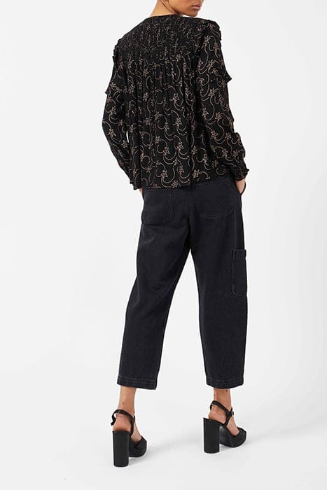 STELLAR FOIL LS RND NECK TOP BLACK 3