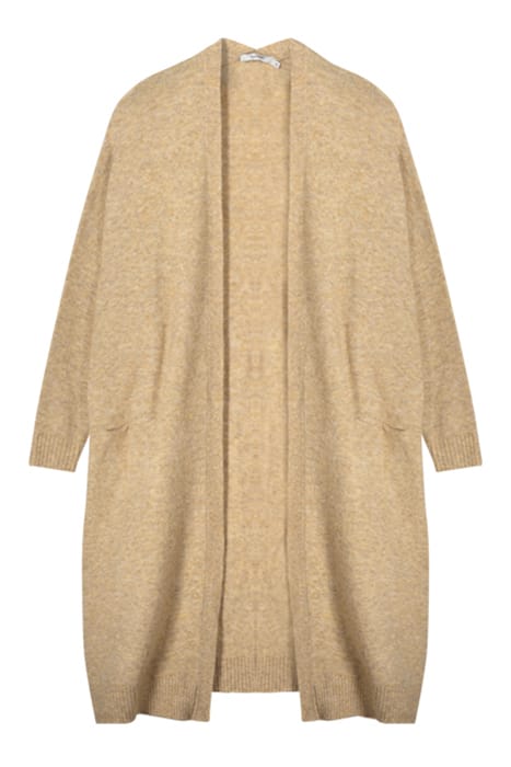 LONG CARDIGAN SPRING WOOL ELASTANE BLEND KNIT LATTE 3