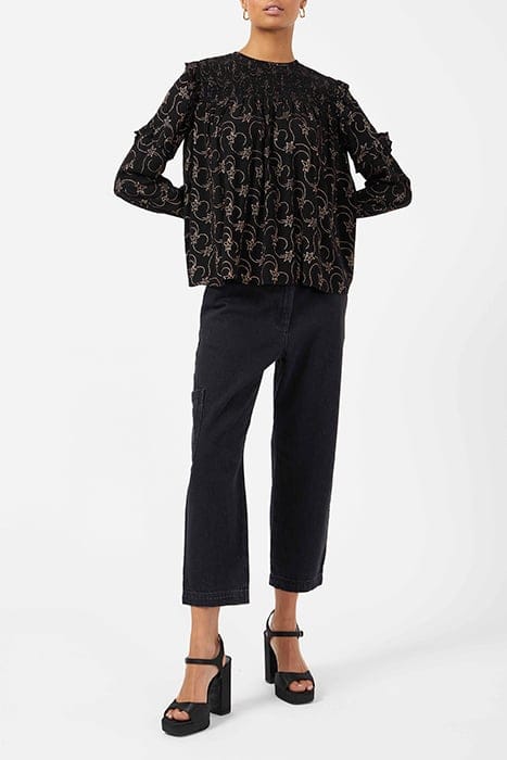 STELLAR FOIL LS RND NECK TOP BLACK 2