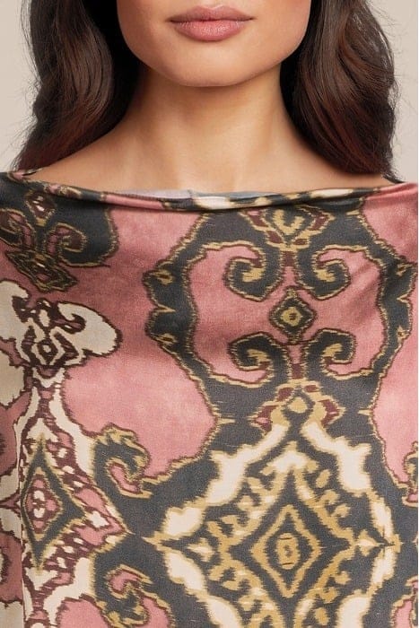 TOP FLARE SLEEVES ORNAMENT PRINT ANTIQUE PINK 4